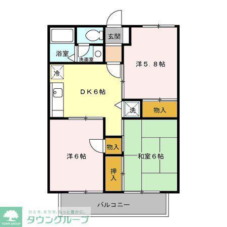 エスポワール(3DK/1階)の間取り写真
