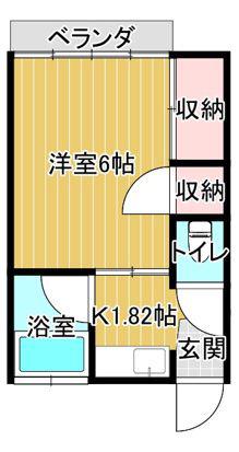 サンエイトハイツ(1K/2階)の間取り写真