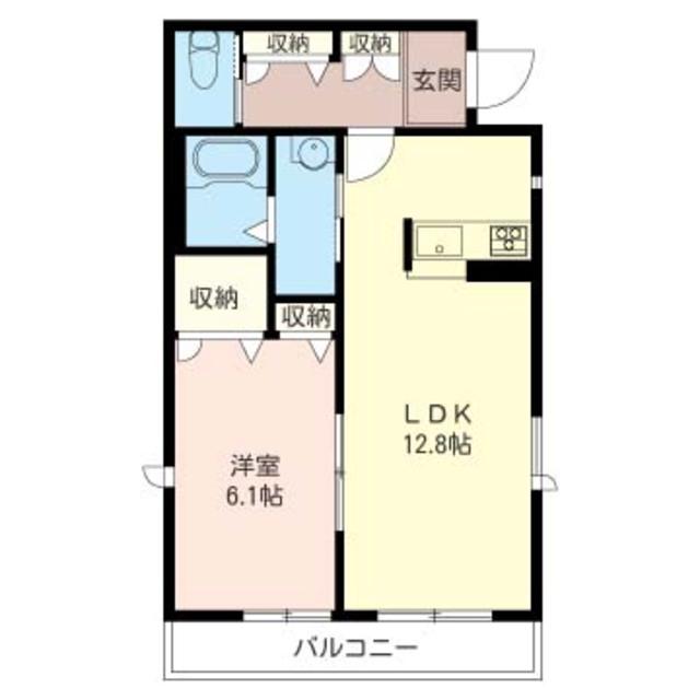 リリー・ノース・ガーデン(1LDK/1階)の間取り写真