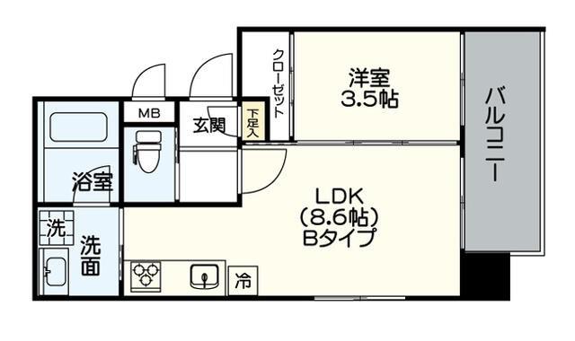 アヴァンティ祇園(1LDK/2階)の間取り写真
