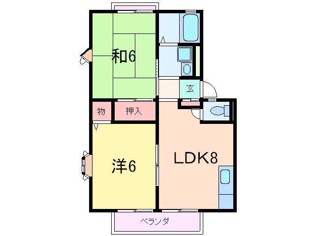 ジュネス魚崎(2LDK/2階)の間取り写真