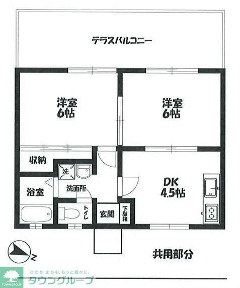 パークサイドA棟(2DK/1階)の間取り写真