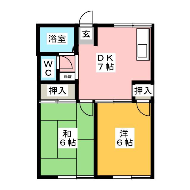 アーバンハイツ元町(2DK/1階)の間取り写真