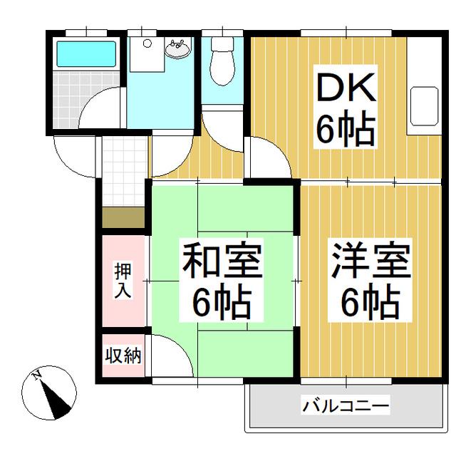 ハイツアクイール(2DK/1階)の間取り写真