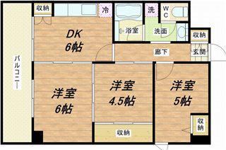上三青山ハイツ(3DK/6階)の間取り写真
