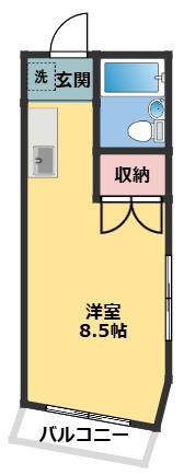 サンハピネス(ワンルーム/2階)の間取り写真