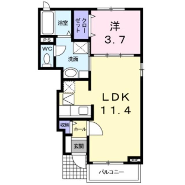 イリーデトウール(1LDK/1階)の間取り写真
