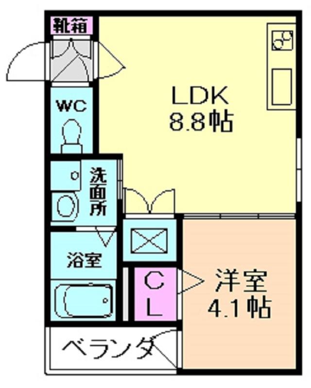 F ASECIA MIRA(1LDK/2階)の間取り写真