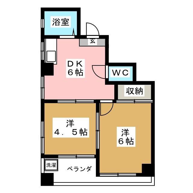第一田中ビル(2DK/4階)の間取り写真