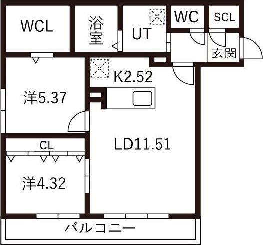 ガイアールS24(2LDK/2階)の間取り写真