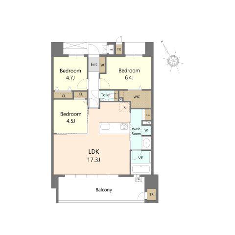S-RESIDENCE愛宕サウス(3LDK/6階)の間取り写真