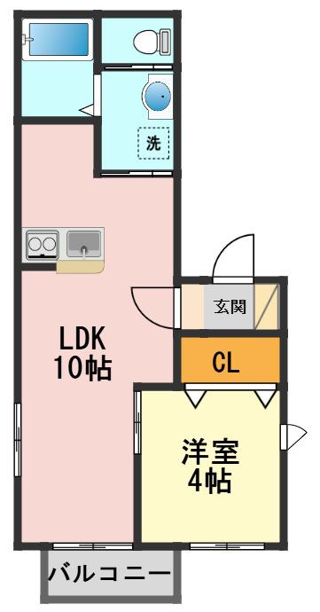 レフュージア(1LDK/2階)の間取り写真