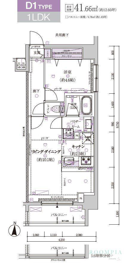 メインステージ菊川II(1LDK/5階)の間取り写真