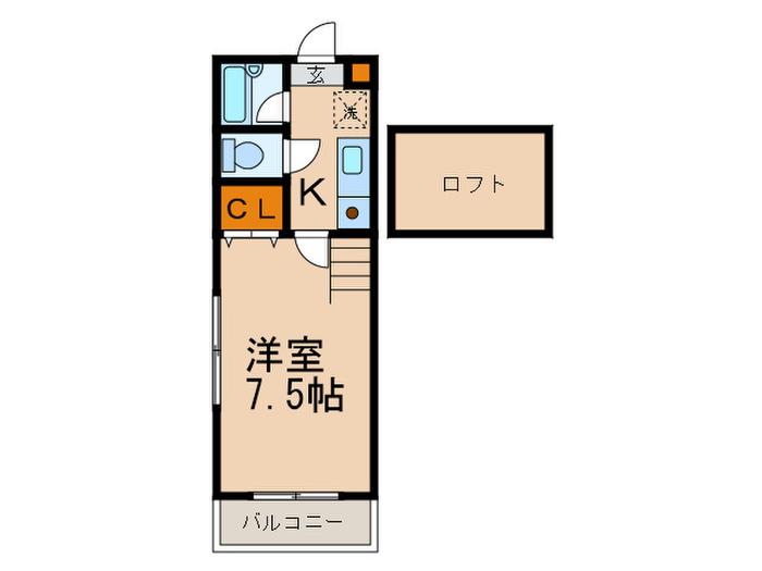 サンホープ笹原(1K/2階)の間取り写真