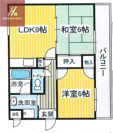 フォワイエ(2DK/3階)の間取り写真