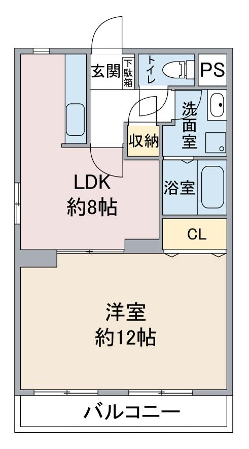 ロッキー猪子石(1LDK/1階)の間取り写真