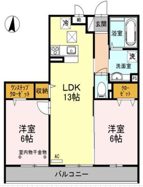 クレスト川口(2LDK/2階)の間取り写真