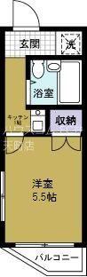 ピア弁天(ワンルーム/2階)の間取り写真