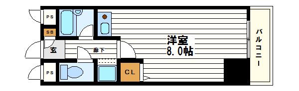 EIGHT TEMMABASHI(ワンルーム/7階)の間取り写真