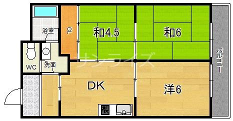 ホワイトシャンボール(3DK/3階)の間取り写真