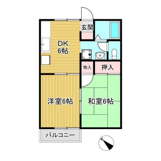 グリーンハイツ(2DK/1階)の間取り写真