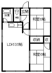大町タカハシ第1ハイツ(2LDK/2階)の間取り写真