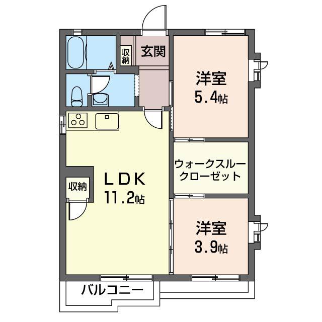 サンモール(2LDK/1階)の間取り写真