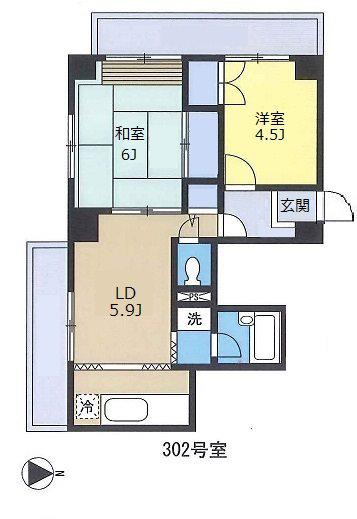 代々木伊藤ローヤルコーポ(2LDK/3階)の間取り写真