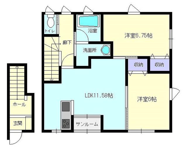 DWELL TOMMY SHOW(2LDK/2階)の間取り写真
