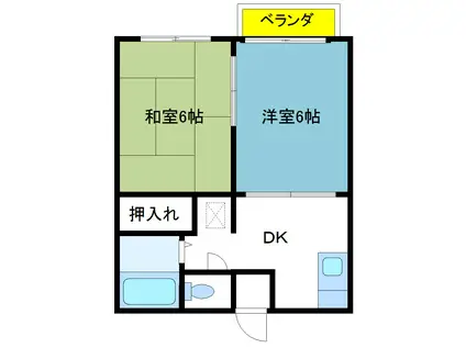 ネモトハイツ II(2DK/2階)の間取り写真