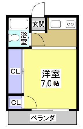 青雲荘(1K/2階)の間取り写真