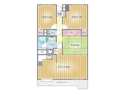 ライオンズプラザ北仙台(3LDK/12階)の間取り写真