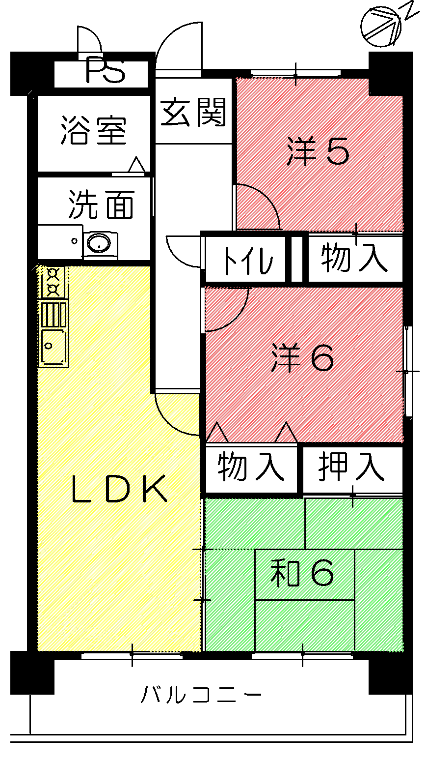 アストレア吉田(3LDK/2階)の間取り写真