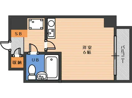 ライオンズマンション駒川(ワンルーム/4階)の間取り写真