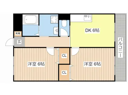 エクセルコートN・I・C(2DK/1階)の間取り写真
