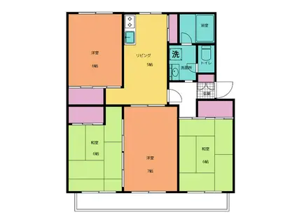 西船橋グリーンハイツ7号棟(4DK/2階)の間取り写真