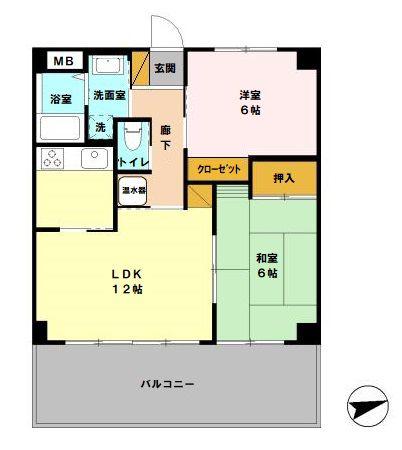 カーサフィオーレ(2LDK/3階)の間取り写真