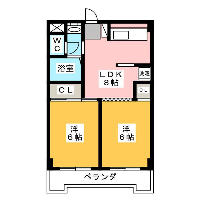 大商第2マンション(2LDK/5階)の間取り写真