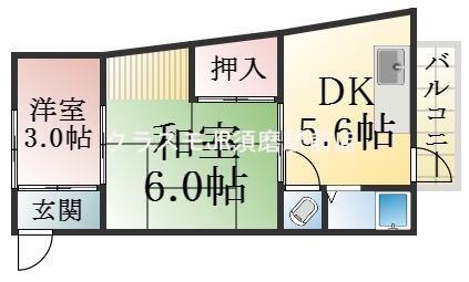マツナガハイツ(2DK/2階)の間取り写真