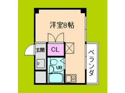 グランディール姫島(ワンルーム/2階)の間取り写真