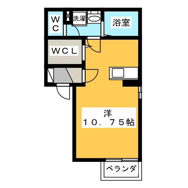 サニーハイツ(ワンルーム/2階)の間取り写真