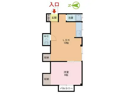 加藤央コーポ(1LDK/2階)の間取り写真