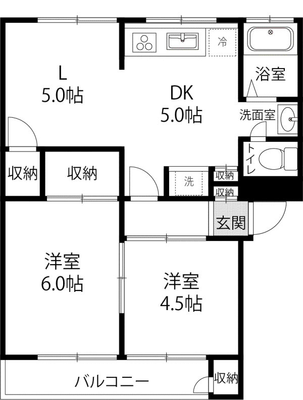 三好マンション(2LDK/2階)の間取り写真