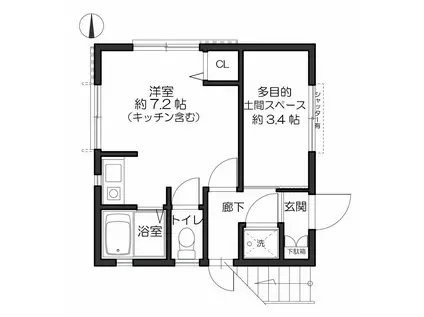本山南町6丁目ハウス(ワンルーム/1階)の間取り写真