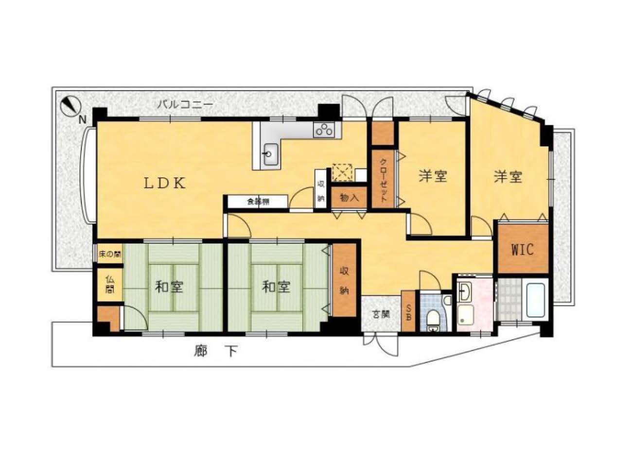 ヴィクトリーロード(4LDK/5階)の間取り写真