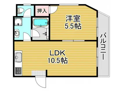 アトラスハイツ姫島(1LDK/5階)の間取り写真