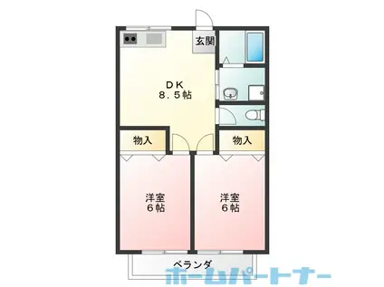 エスペランサ石井(2DK/2階)の間取り写真