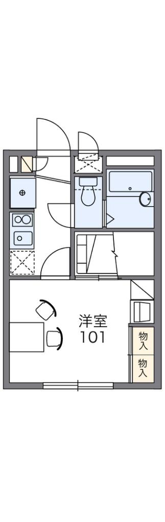 レオパレス 北夙川フラット(1K/1階)の間取り写真