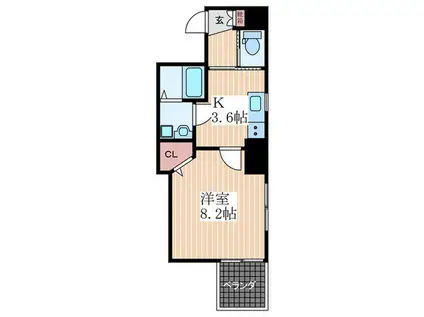 八丁堀 LAVENDER HILLS(1K/6階)の間取り写真