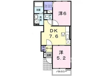 グラン・すずかぜの丘B(2DK/1階)の間取り写真